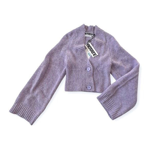 ROTATE BIRGER CHRISTENSEN Rosemary Wool Cardigan With Buttons‎ In Purple - Picture 7 of 16